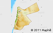 Physical Map of Jordan, single color outside, bathymetry sea