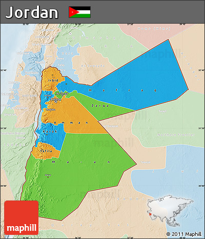 Political Map of Jordan, lighten