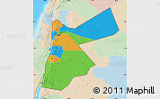 Political Map of Jordan, lighten, land only