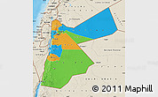 Political Map of Jordan, shaded relief outside, bathymetry sea