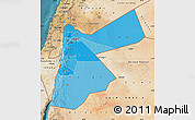 Political Shades Map of Jordan, satellite outside