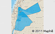 Political Shades Map of Jordan, shaded relief outside