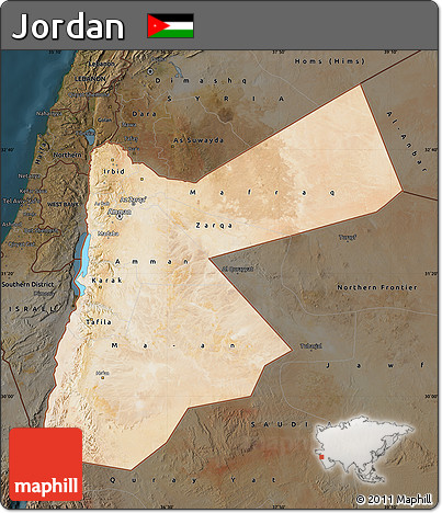 Satellite Map of Jordan, darken
