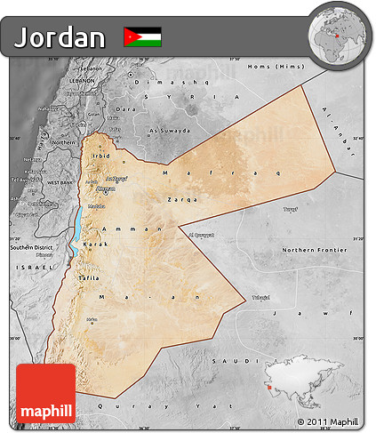 Satellite Map of Jordan, desaturated