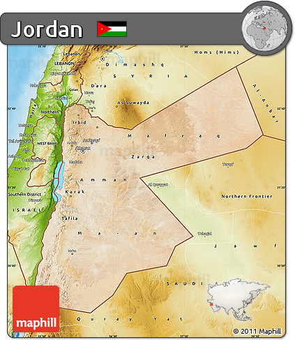 Satellite Map of Jordan, physical outside