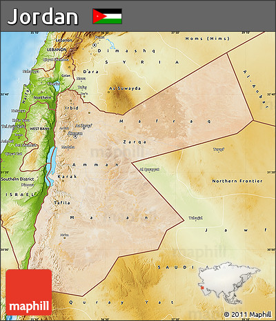 Satellite Map of Jordan, physical outside