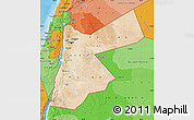 Satellite Map of Jordan, political shades outside