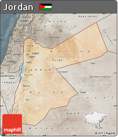 Satellite Map of Jordan, semi-desaturated