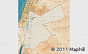 Shaded Relief Map of Jordan, satellite outside