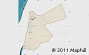 Shaded Relief Map of Jordan, single color outside, satellite sea