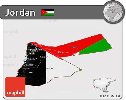 Flag Panoramic Map of Jordan, flag rotated