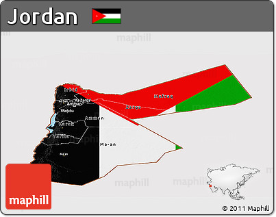 Flag Panoramic Map of Jordan, flag rotated