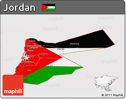 Flag Panoramic Map of Jordan