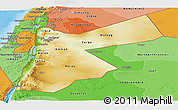 Physical Panoramic Map of Jordan, political shades outside