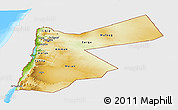 Physical Panoramic Map of Jordan, single color outside, bathymetry sea