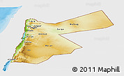 Physical Panoramic Map of Jordan, single color outside, bathymetry sea, shaded relief sea