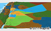 Political Panoramic Map of Jordan, darken, land only