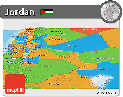 Political Panoramic Map of Jordan
