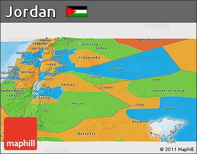 Political Panoramic Map of Jordan