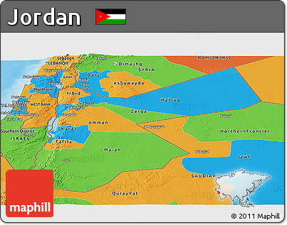Political Panoramic Map of Jordan