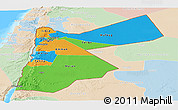 Political Panoramic Map of Jordan, lighten, land only