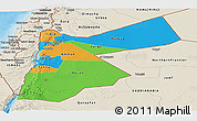 Political Panoramic Map of Jordan, shaded relief outside