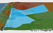 Political Shades Panoramic Map of Jordan, darken