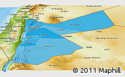 Political Shades Panoramic Map of Jordan, physical outside