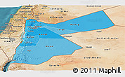 Political Shades Panoramic Map of Jordan, satellite outside