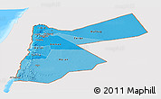 Political Shades Panoramic Map of Jordan, single color outside, bathymetry sea