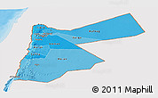 Political Shades Panoramic Map of Jordan, single color outside