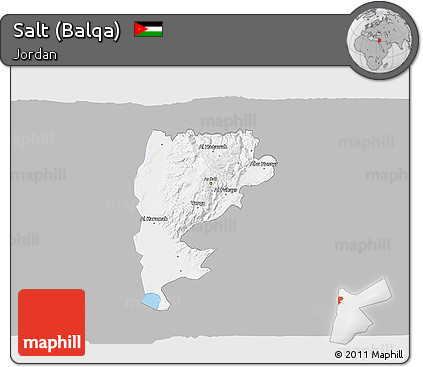 Gray 3D Map of Salt (Balqa), single color outside