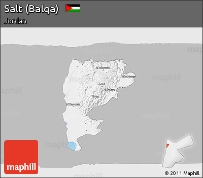 Gray 3D Map of Salt (Balqa), single color outside