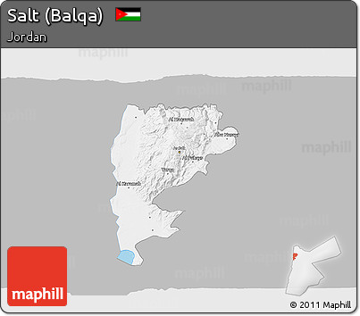 Gray 3D Map of Salt (Balqa), single color outside