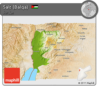Physical 3D Map of Salt (Balqa), satellite outside