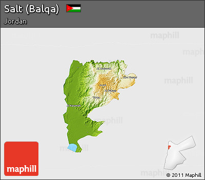 Physical 3D Map of Salt (Balqa), single color outside