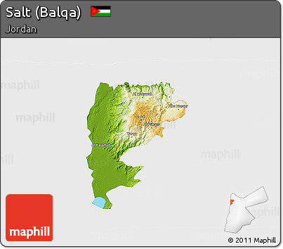 Physical 3D Map of Salt (Balqa), single color outside