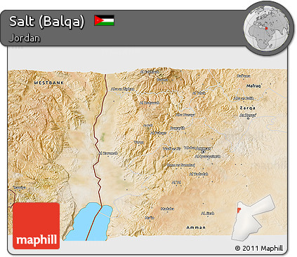 Satellite 3D Map of Salt (Balqa)