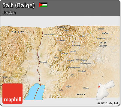 Satellite 3D Map of Salt (Balqa)