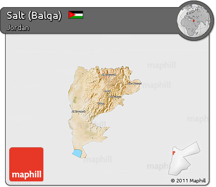 Satellite 3D Map of Salt (Balqa), single color outside