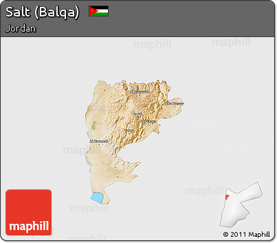 Satellite 3D Map of Salt (Balqa), single color outside