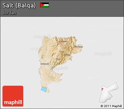 Satellite 3D Map of Salt (Balqa), single color outside