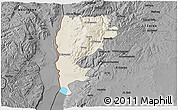 Shaded Relief 3D Map of Salt (Balqa), darken, desaturated