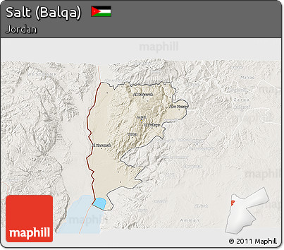 Shaded Relief 3D Map of Salt (Balqa), lighten