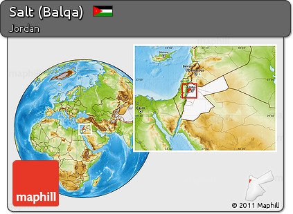 Physical Location Map of Salt (Balqa), highlighted country, within the entire country