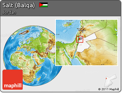 Physical Location Map of Salt (Balqa), highlighted country, within the entire country