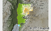 Physical Map of Salt (Balqa), darken, semi-desaturated