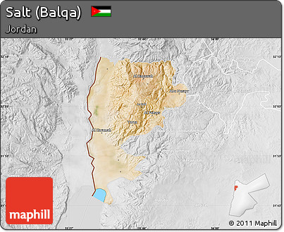 Satellite Map of Salt (Balqa), lighten, desaturated