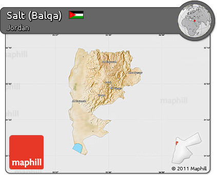 Satellite Map of Salt (Balqa), single color outside
