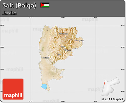 Satellite Map of Salt (Balqa), single color outside